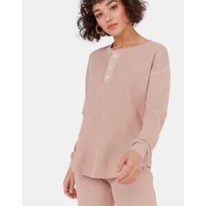 Mate the label pink henley waffle knit thermal